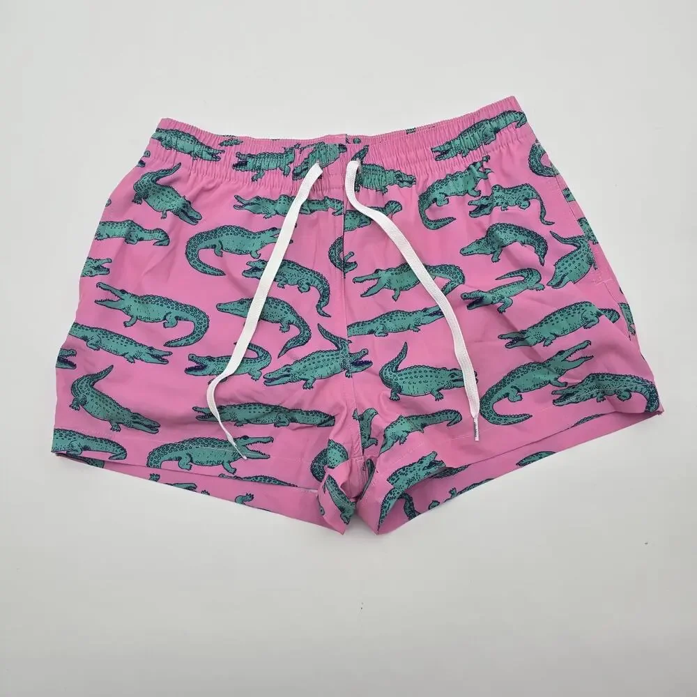 Chubbies Swim Trunks Mens Pink Alligator Glades Brief Liner Shorts